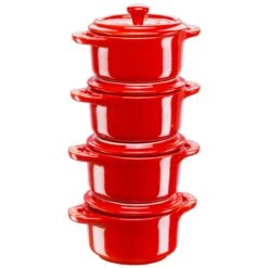 STAUB Cocotte Set, 4-tlg, Keramik, Kirsch-Rot
