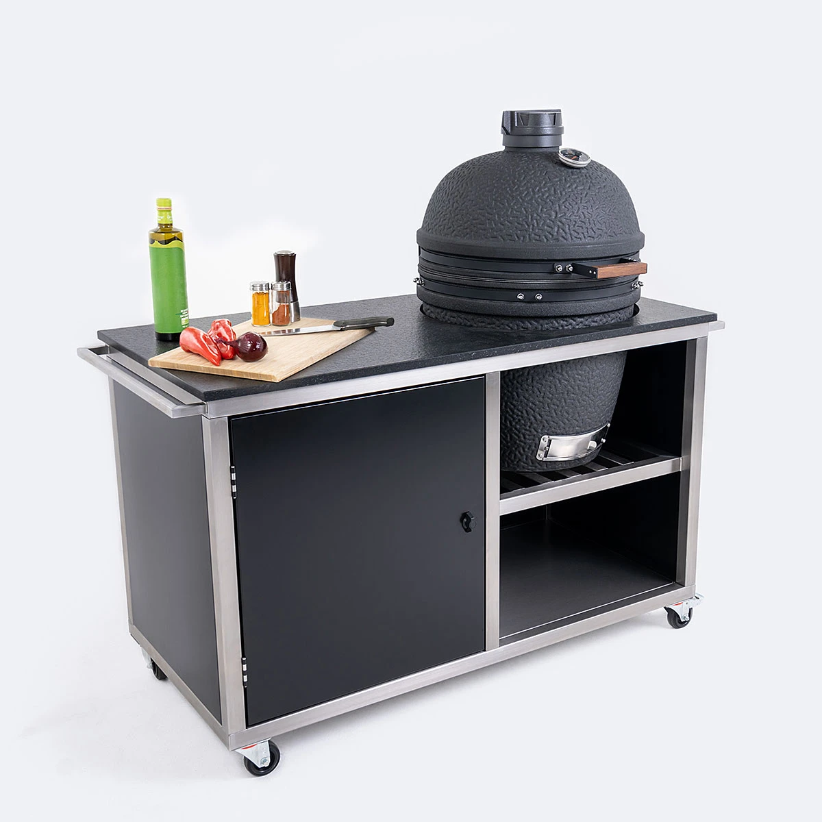 INDRAdesign Blackline Küchenmodul Für Keramikgrill Ø 60 Cm, Schwarz 1 INDRAdesign Blackline Küchenmodul Für Keramikgrill Ø 60 Cm, Schwarz
