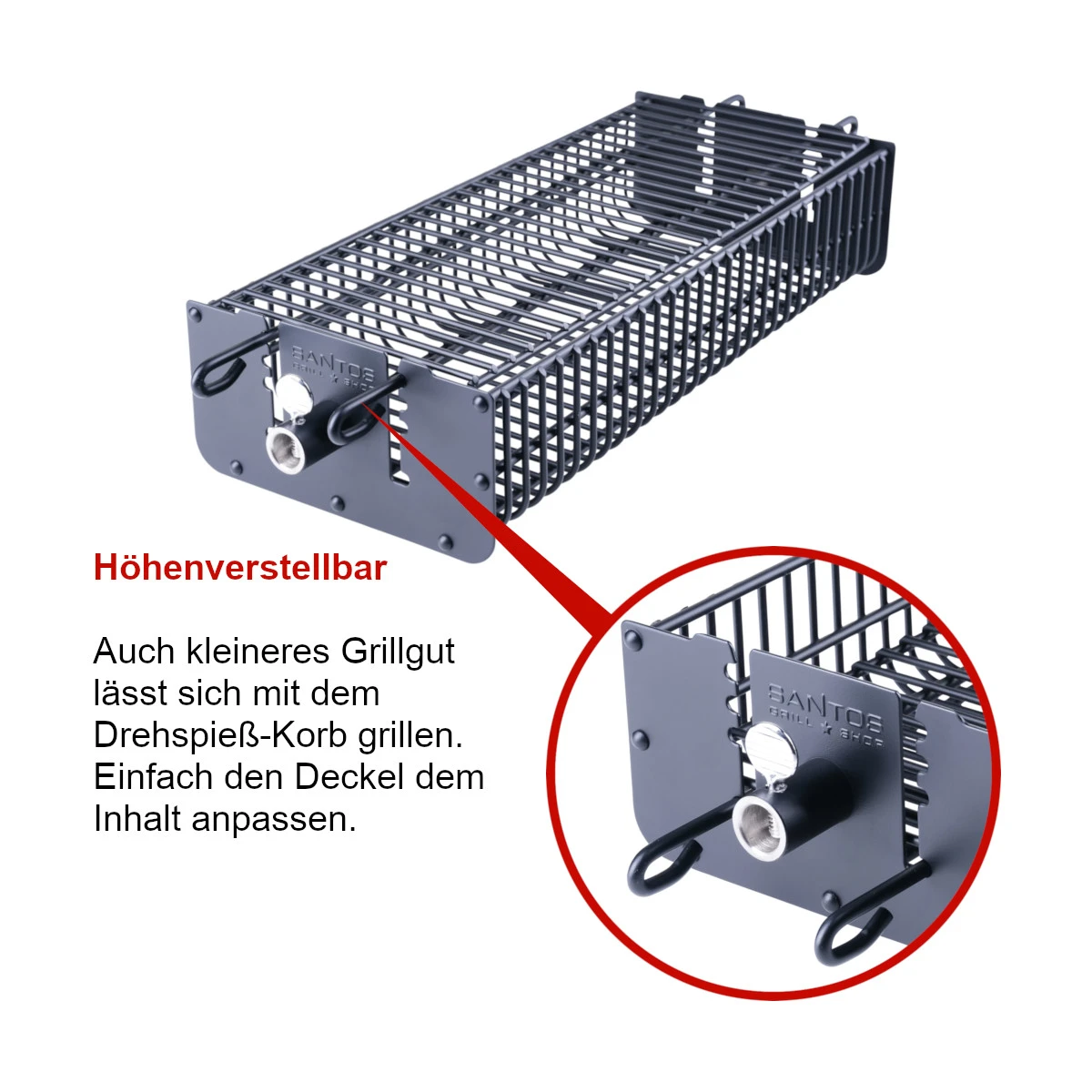 SANTOS Drehspieß-Korb Set Für Drehspieße, Grillkorb, Eckig 1 SANTOS Drehspieß-Korb Set Für Drehspieße, Grillkorb, Eckig