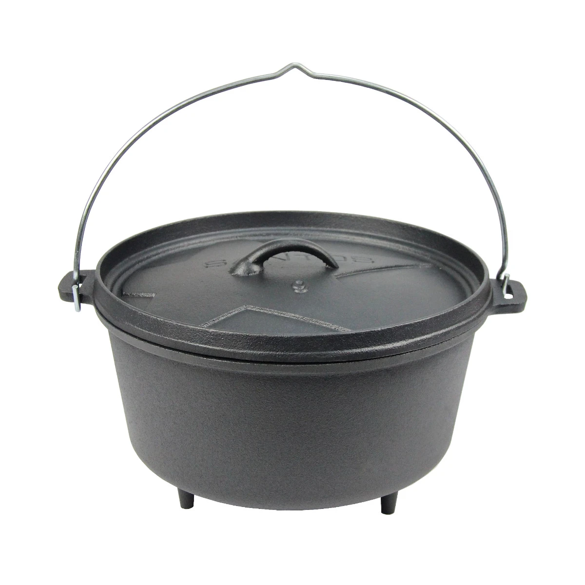 SANTOS Dutch Oven Feuertopf Schmortopf Camp Oven Ca. 8 Liter / 9 Qt Mit Füßen 2 SANTOS Dutch Oven Feuertopf Schmortopf Camp Oven Ca. 8 Liter / 9 Qt Mit Füßen – Bild 2