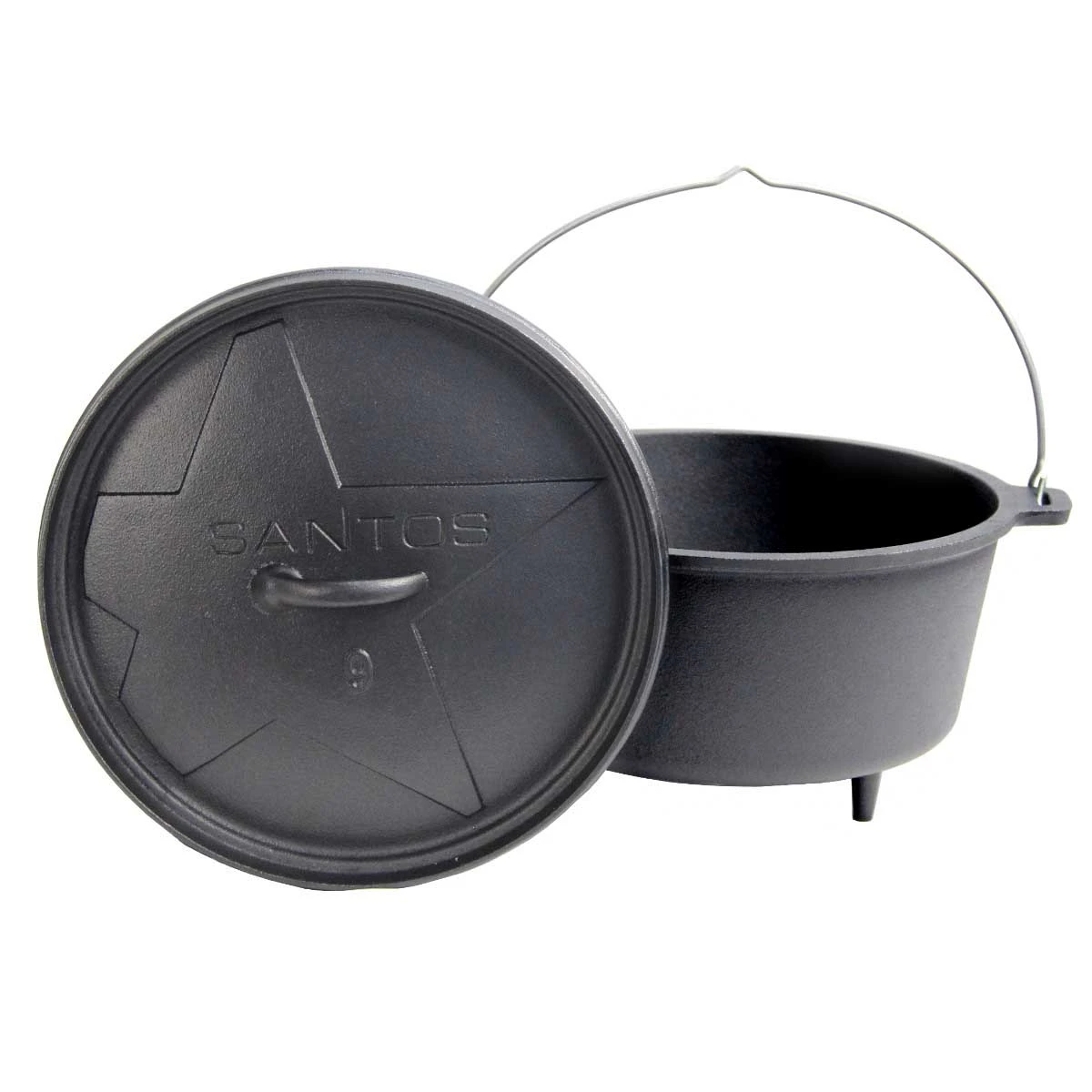 SANTOS Dutch Oven Feuertopf Schmortopf Camp Oven Ca. 8 Liter / 9 Qt Mit Füßen 1 SANTOS Dutch Oven Feuertopf Schmortopf Camp Oven Ca. 8 Liter / 9 Qt Mit Füßen