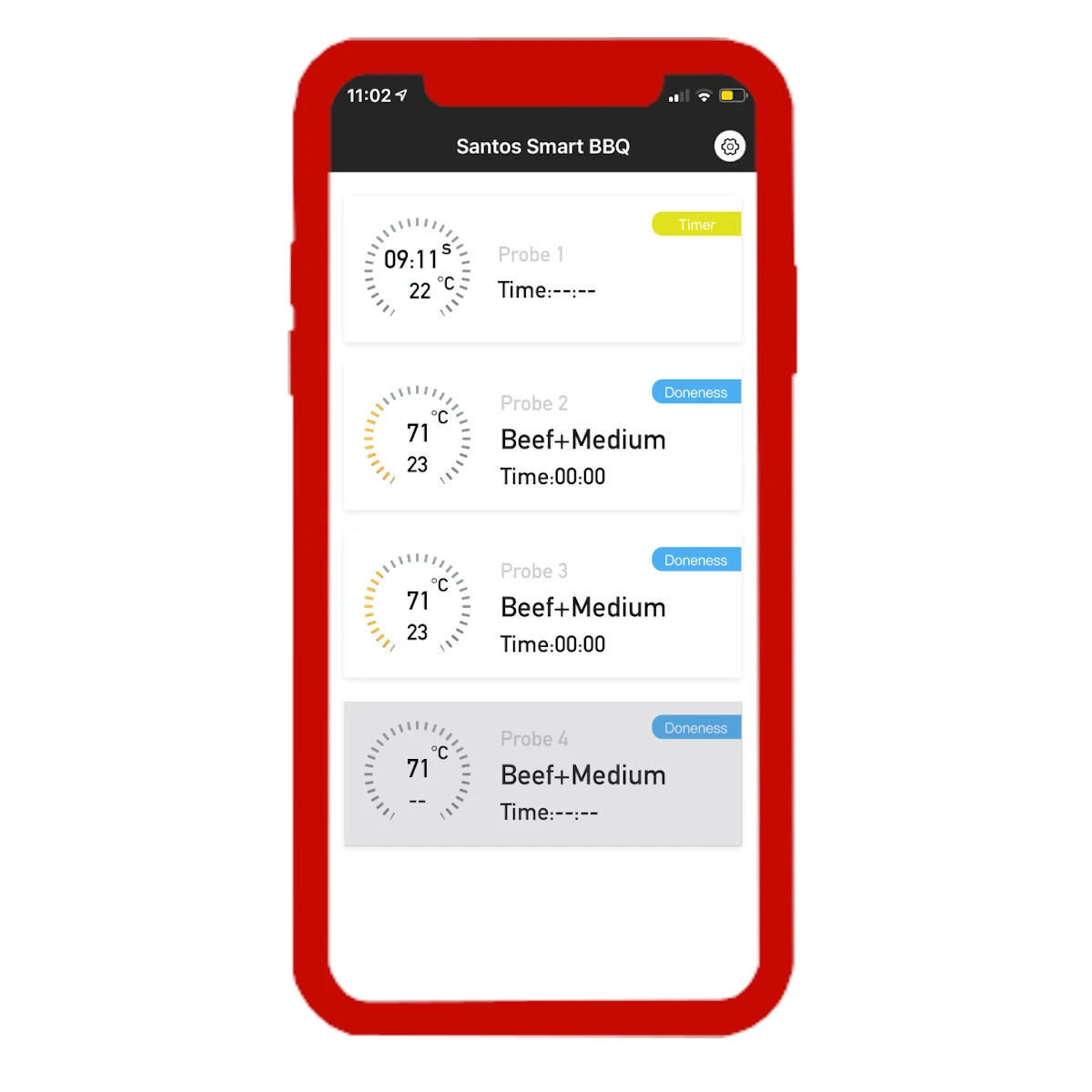 SANTOS Smart BBQ Thermometer, Steuerung Per App – 4 Temperaturfühler, Bluetooth 3 SANTOS Smart BBQ Thermometer, Steuerung Per App – 4 Temperaturfühler, Bluetooth – Bild 3